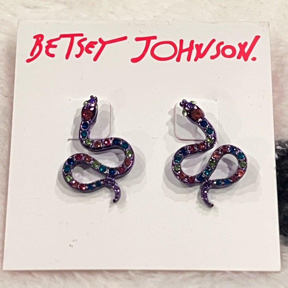 Betsey Johnson Purple Metallic Snake Stud Earrings